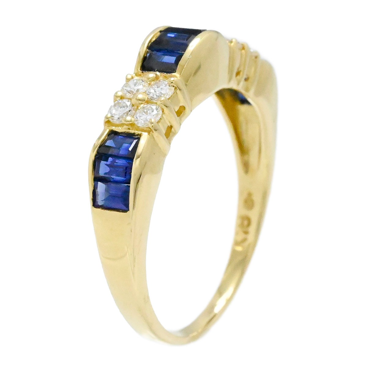 ミキモト MIKIMOTO K18YG イエローゴールド ダイヤ0.20ct サファイア0.80ct リング サイズ12号 レディース  3927