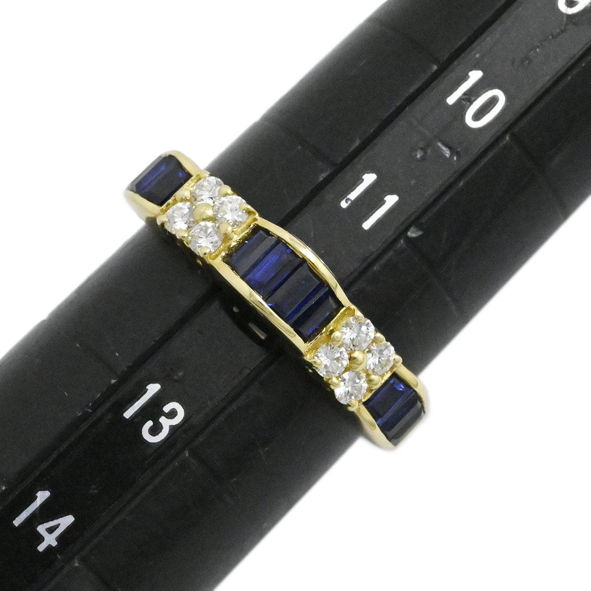 ミキモト MIKIMOTO K18YG イエローゴールド ダイヤ0.20ct サファイア0.80ct リング サイズ12号 レディース  3927