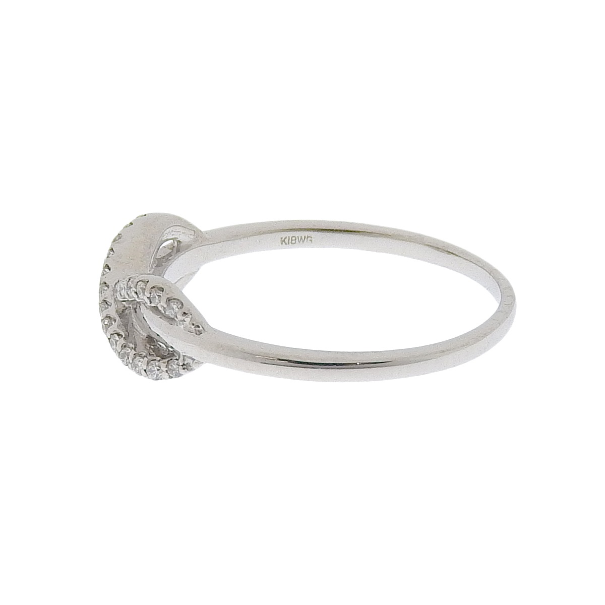 K18WG ホワイトゴールド リング ダイヤモンド 0.10ct V字 カーブ