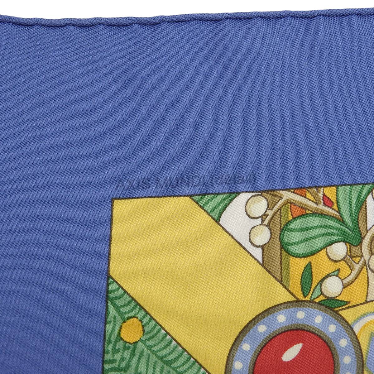 エルメス HERMES カレ90 AXIS MUNDI 世界中心軸 スカーフ シルク ブルー系 レディース 4232
