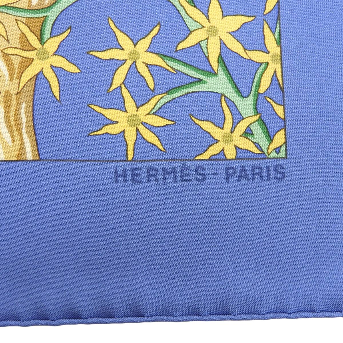 エルメス HERMES カレ90 AXIS MUNDI 世界中心軸 スカーフ シルク ブルー系 レディース 4232