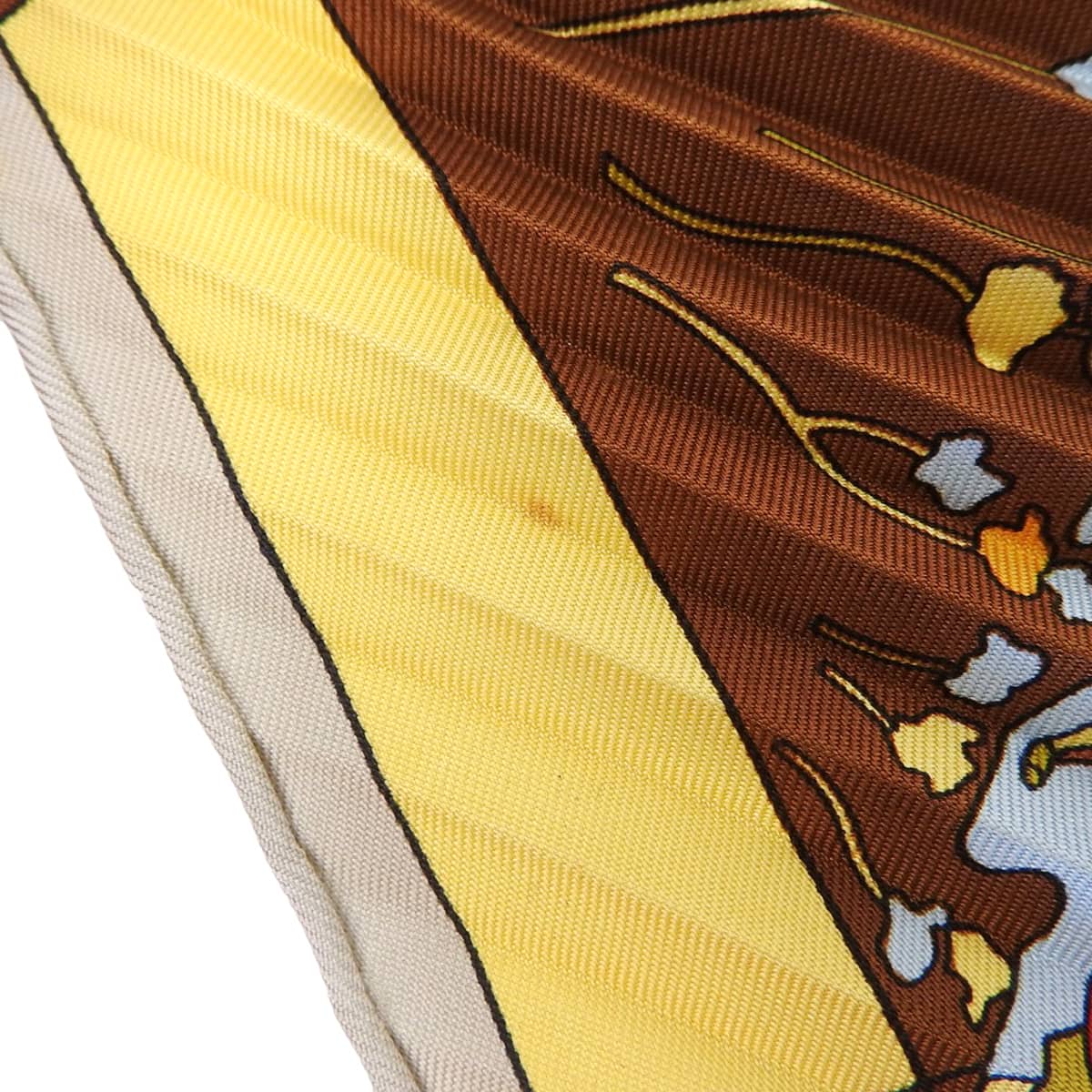 エルメス HERMES プリーツスカーフ FANTAISIES INDIENNES 眩惑のインド シルク ブラウン系 レディース  4652