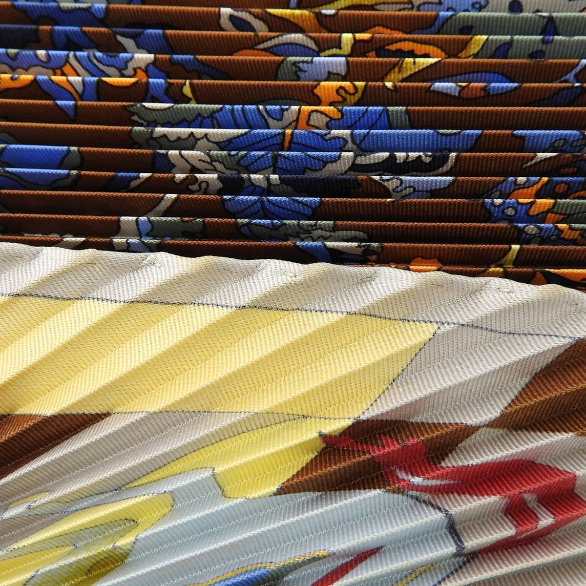 エルメス HERMES プリーツスカーフ FANTAISIES INDIENNES 眩惑のインド シルク ブラウン系 レディース  4652