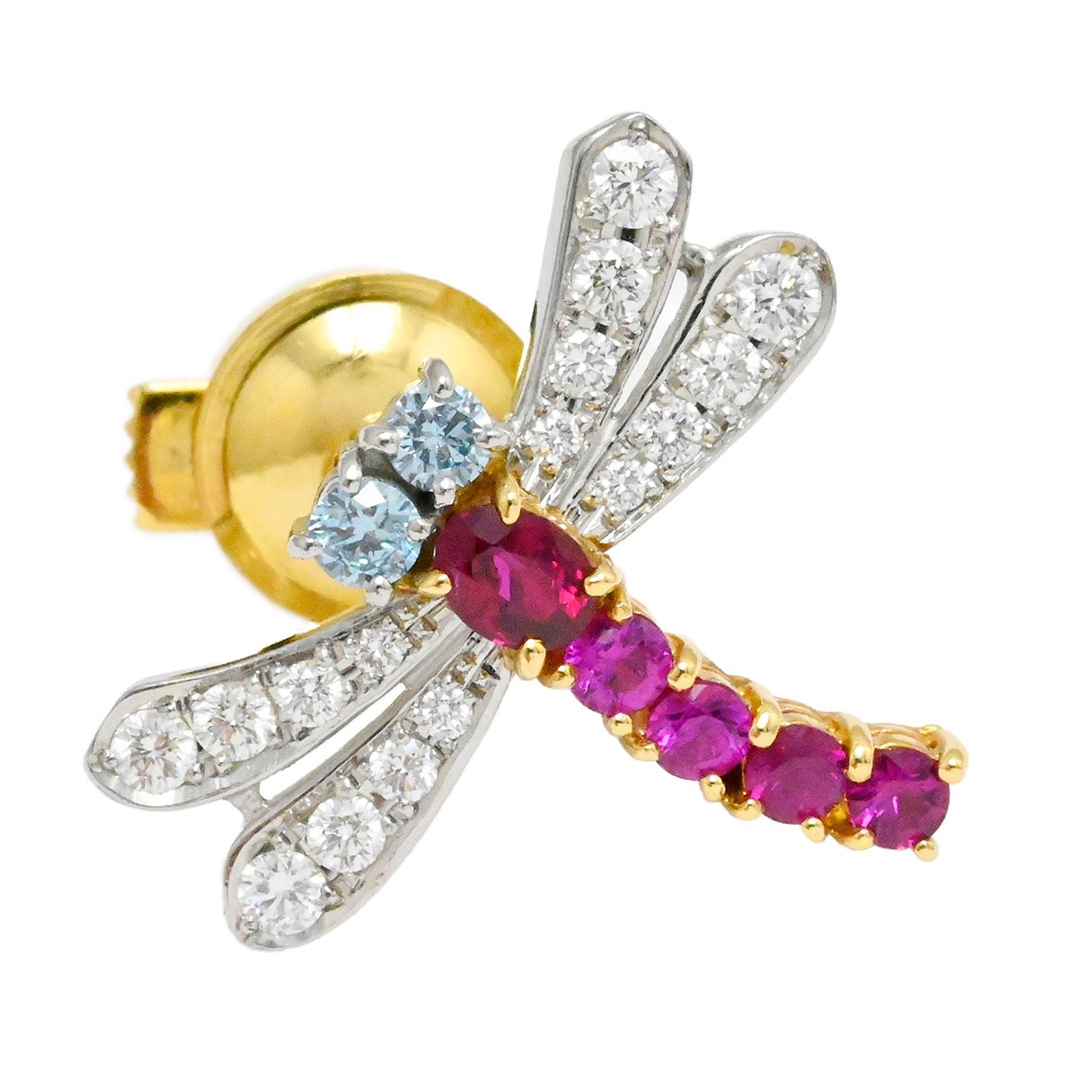 イシカワノブコ 石川暢子 とんぼ ピンブローチ K18YG PT900 ダイヤ0.46ct ルビー0.52ct メンズ レディース NOBUKO ISHIKAWA 3928