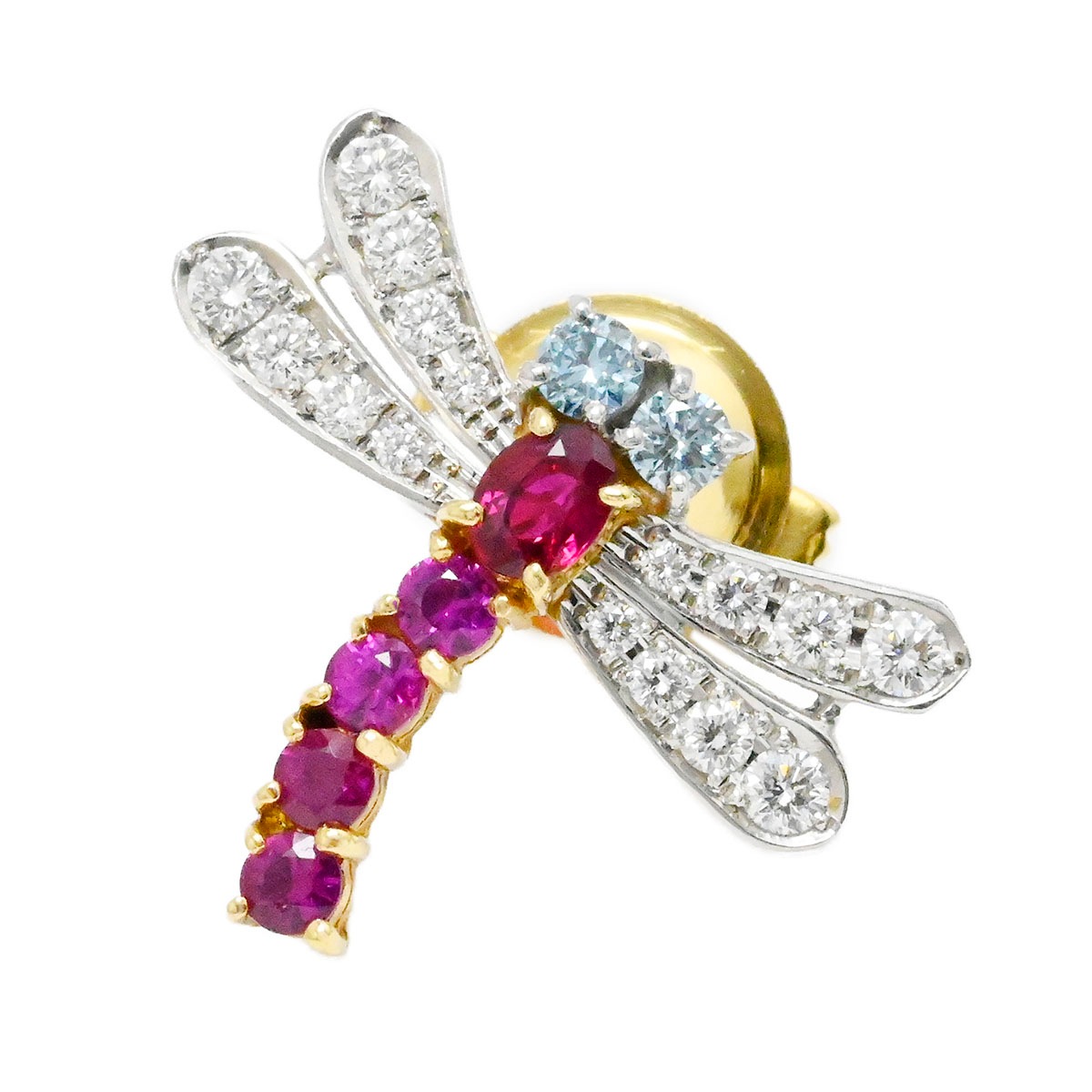 イシカワノブコ 石川暢子 とんぼ ピンブローチ K18YG PT900 ダイヤ0.46ct ルビー0.52ct メンズ レディース NOBUKO ISHIKAWA 3928