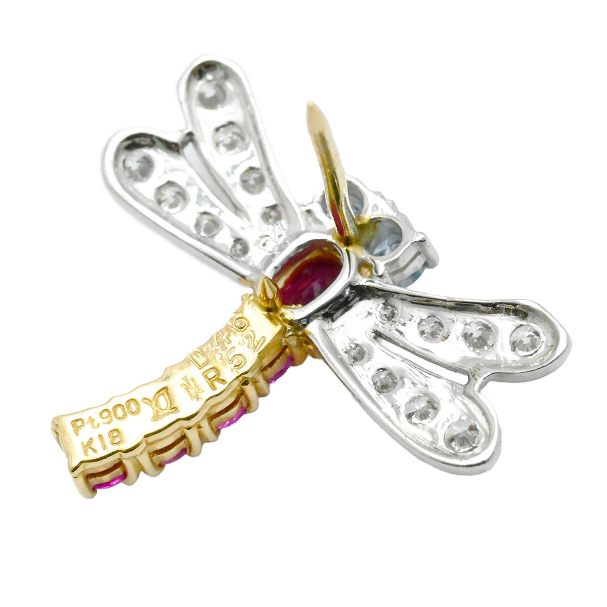イシカワノブコ 石川暢子 とんぼ ピンブローチ K18YG PT900 ダイヤ0.46ct ルビー0.52ct メンズ レディース NOBUKO ISHIKAWA 3928