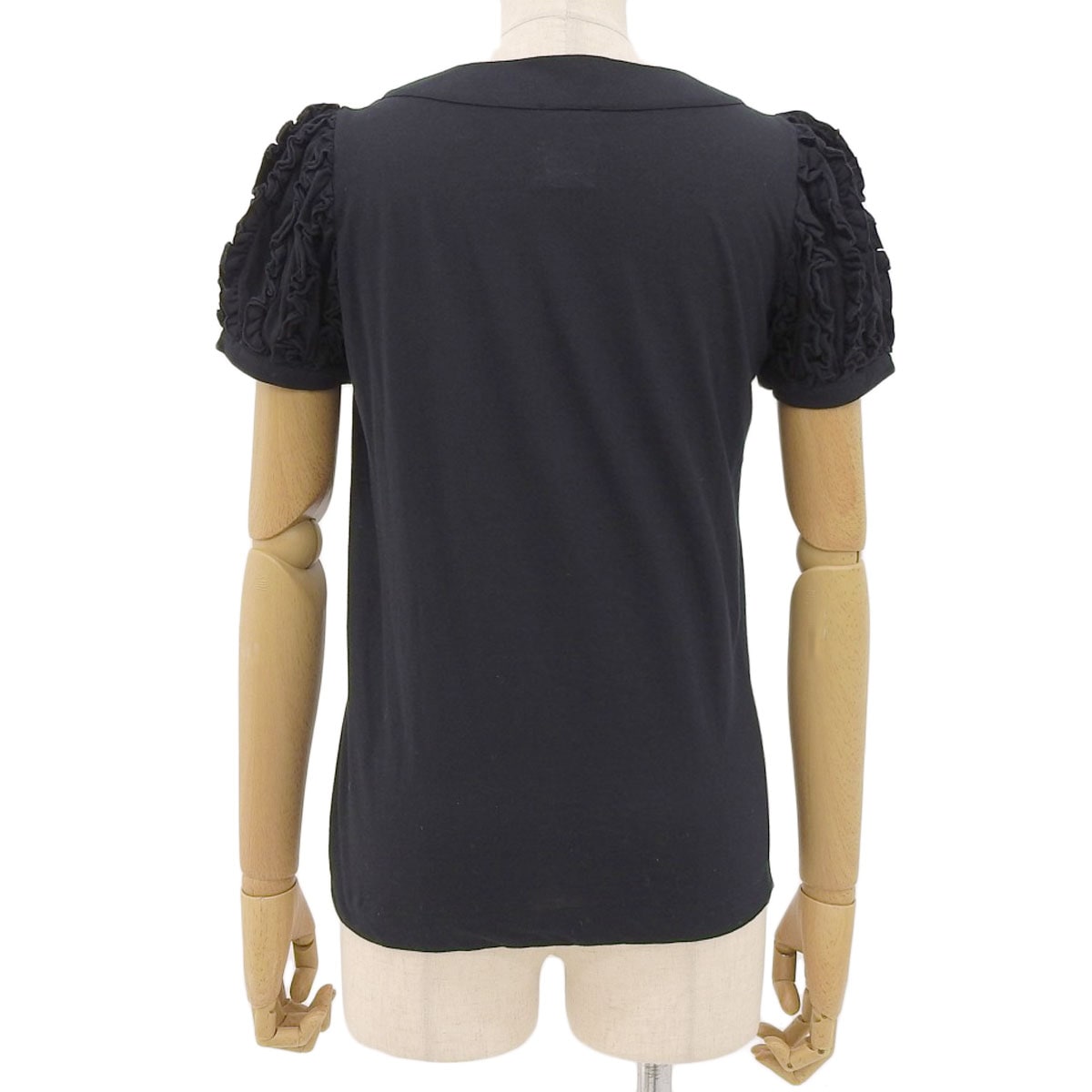 シャネル CHANEL フリルトップス 半袖 コットン ブラック 34 レディース 09P 8962