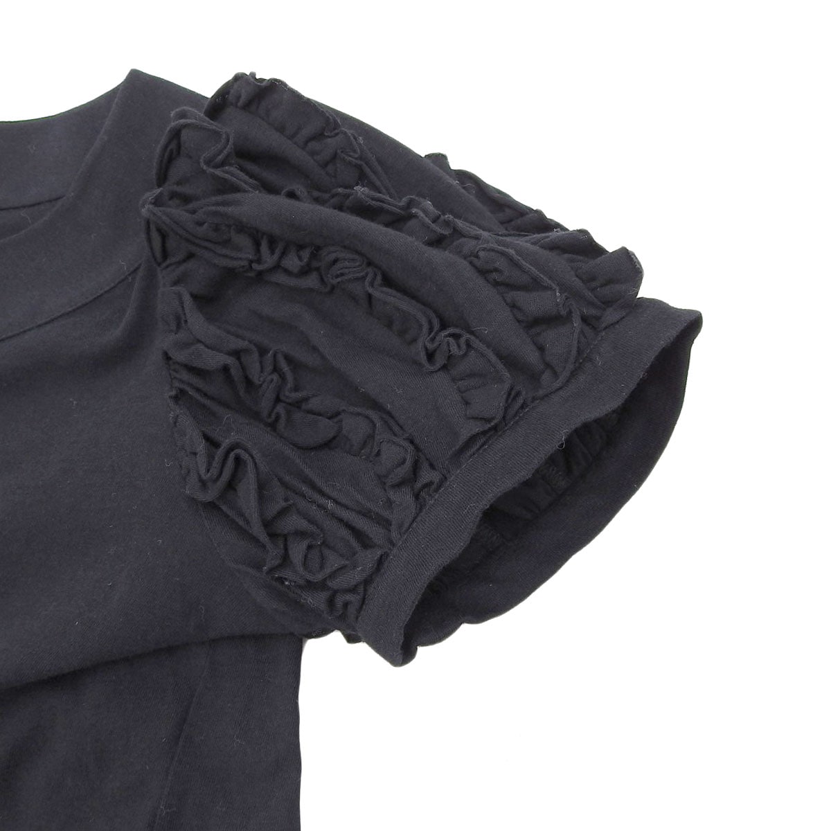 シャネル CHANEL フリルトップス 半袖 コットン ブラック 34 レディース 09P 8962