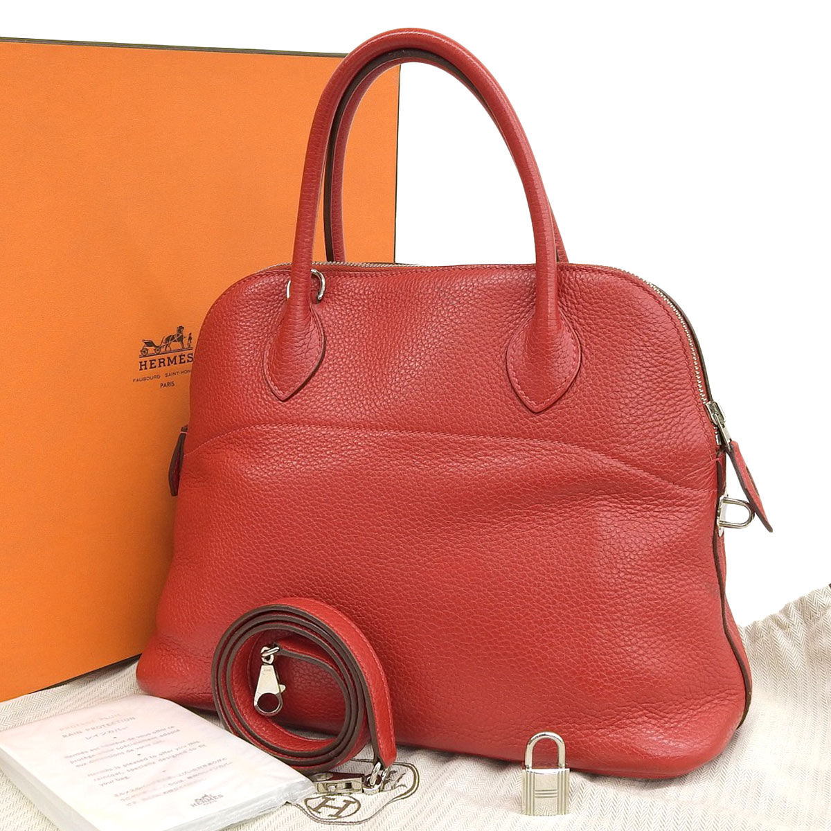 エルメス HERMES ボリード31 2WAYバッグ ハンドバッグ トゴ レッド レディース □P刻印 4001