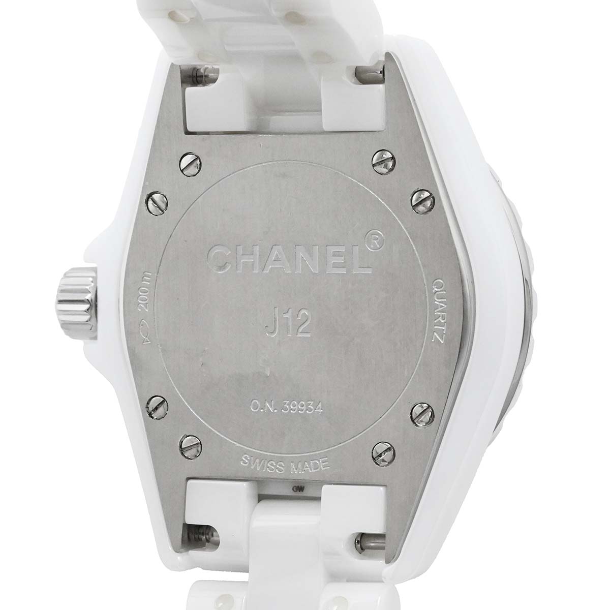 シャネル CHANEL J12 ホワイトセラミック ダイヤ12P ダイヤモンド H2123クォーツ レディース 33ｍｍ デイト 腕時計 H2123 3548