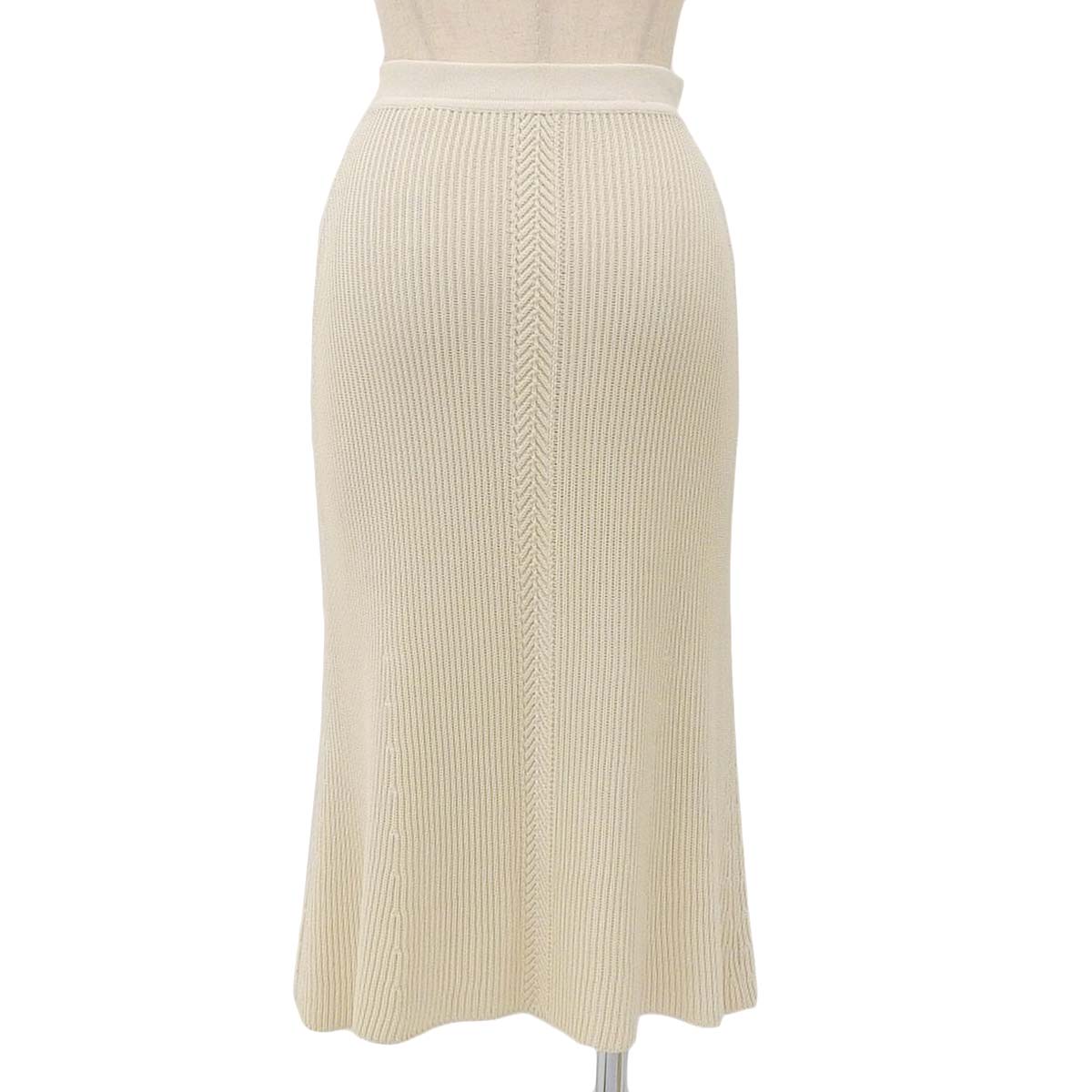 エルメス HERMES スカート ニット レーヨンコットン ホワイト 36 レディース 4547