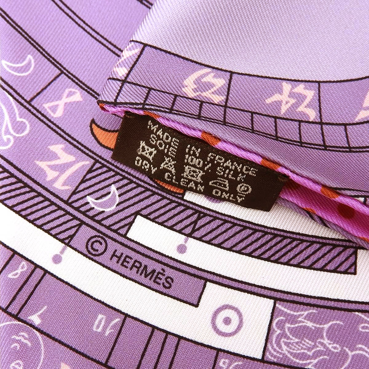 エルメス HERMES マキシツイリー DIES ET HORE 占星術 シルク パープル×ピンク レディース  4653