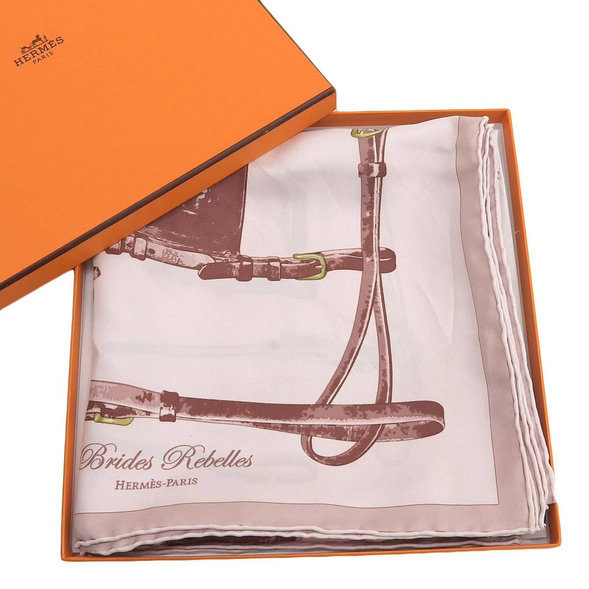 エルメス HERMES カレ90 Brides Rebelles 馬具の低講 スカーフ レディース シルク ピンク系 レディース 4234