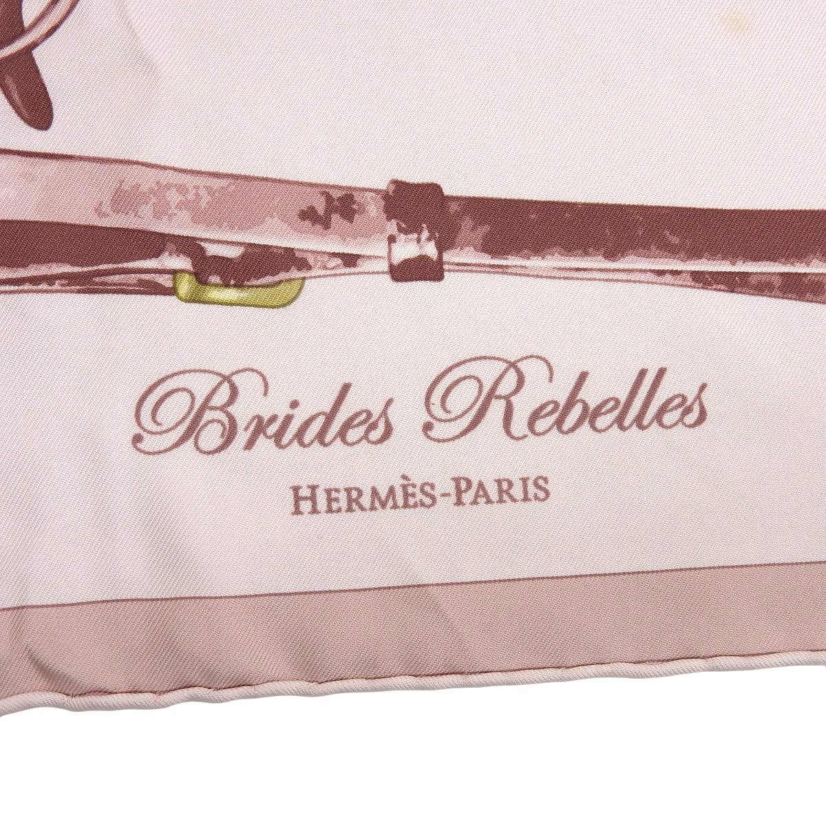 エルメス HERMES カレ90 Brides Rebelles 馬具の低講 スカーフ レディース シルク ピンク系 レディース 4234