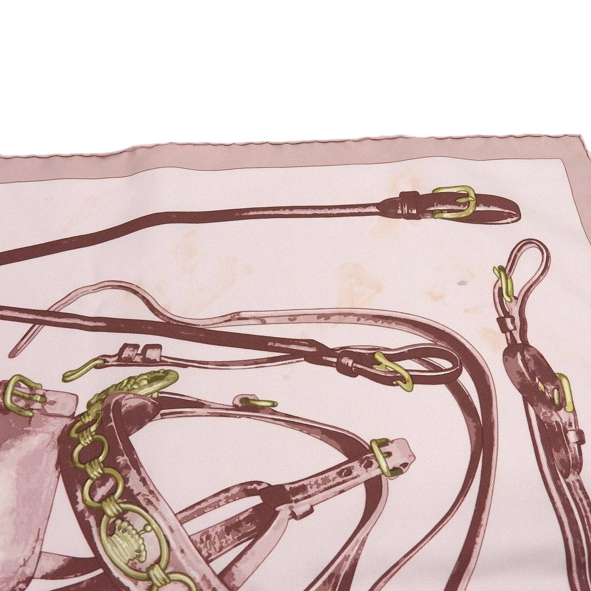 エルメス HERMES カレ90 Brides Rebelles 馬具の低講 スカーフ レディース シルク ピンク系 レディース 4234