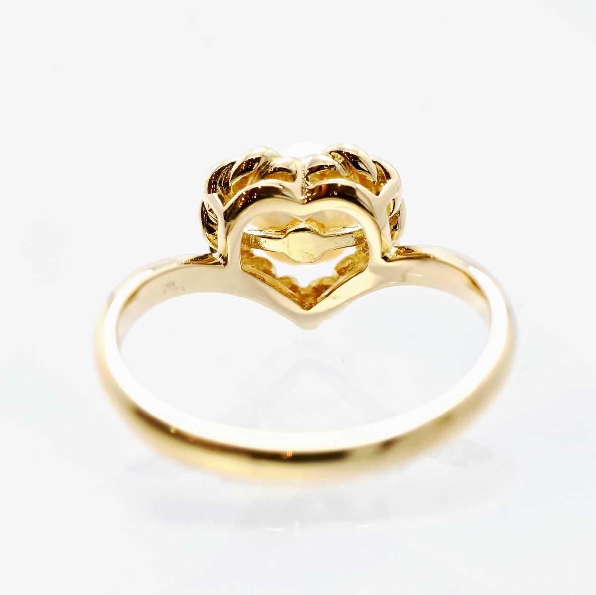 ミキモト MIKIMOTO K18YG パール ハート リング 11号 レディース 3152