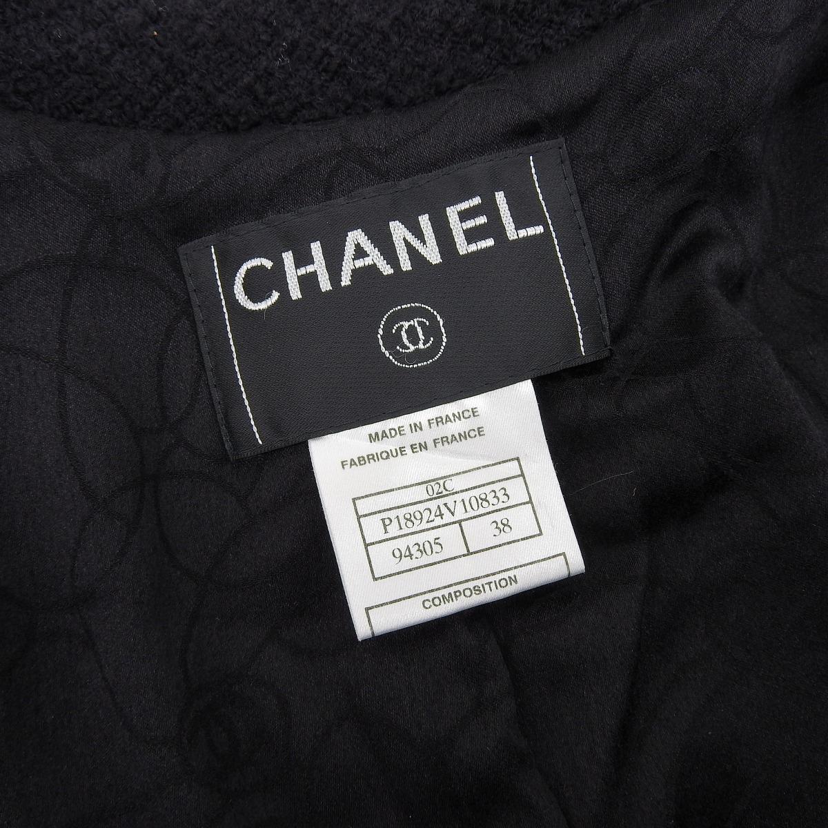シャネル CHANEL ツイード ジャケット 02C ウール×アンゴラ ブラック サイズ38 レディース 4351