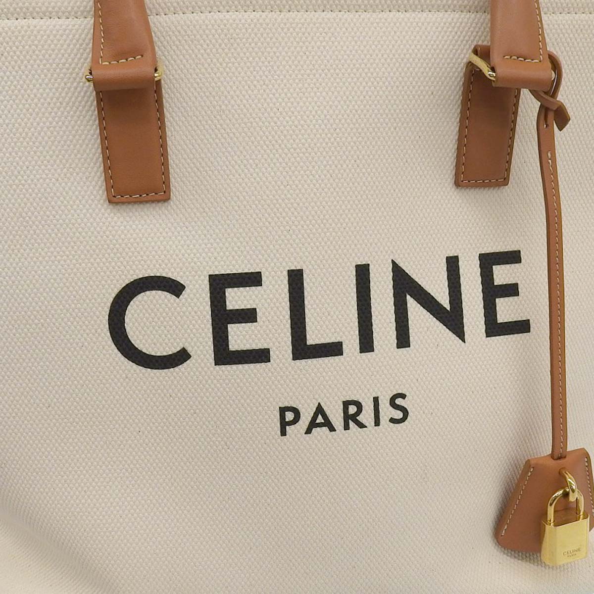 セリーヌ CELINE ホリゾンタル カバ トートバッグ キャンバス ホワイト レディース 4429
