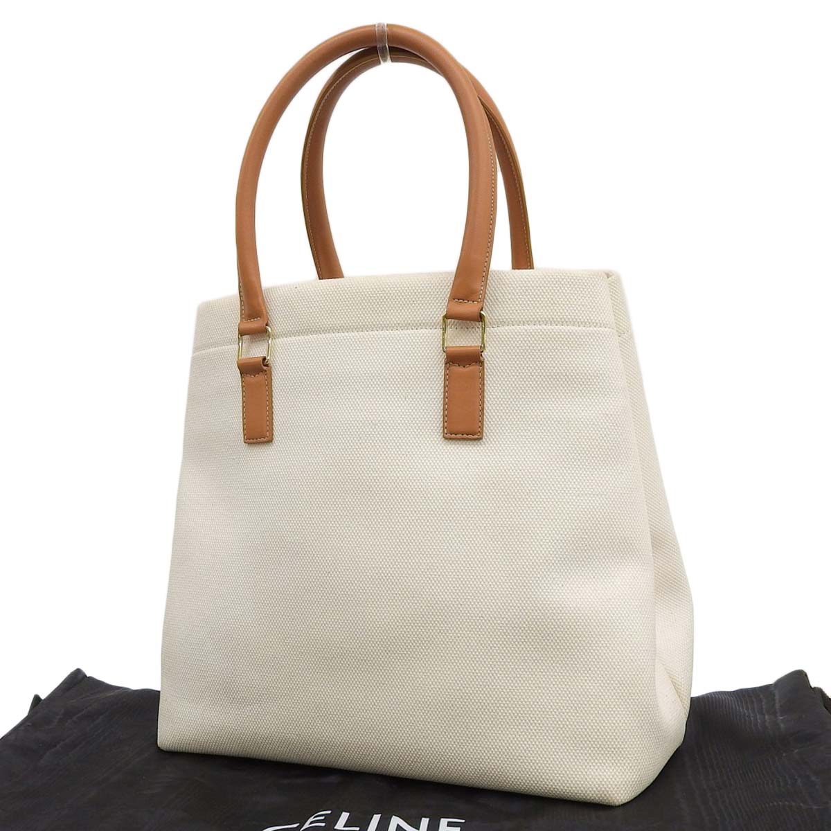 セリーヌ CELINE ホリゾンタル カバ トートバッグ キャンバス ホワイト レディース 4429