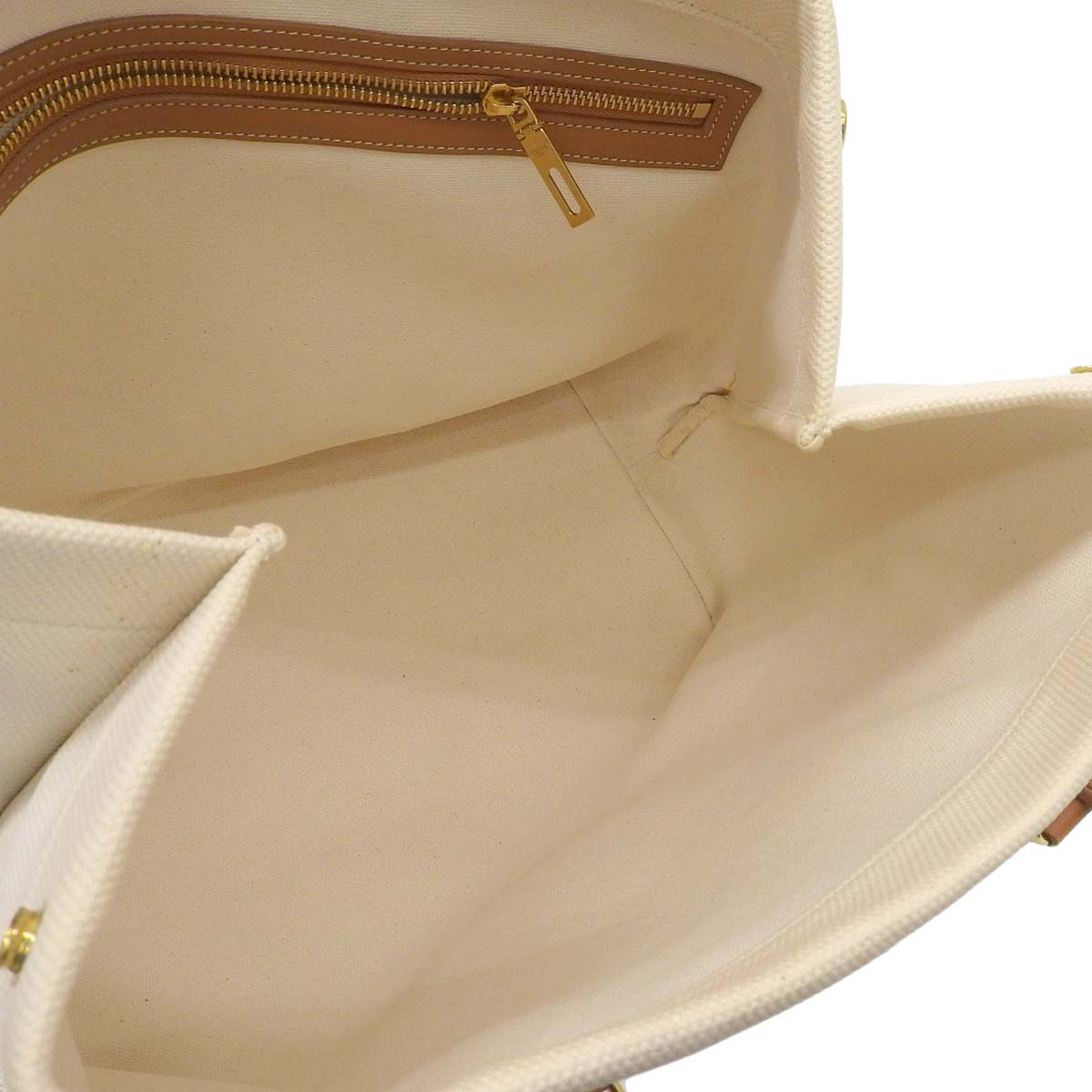 セリーヌ CELINE ホリゾンタル カバ トートバッグ キャンバス ホワイト レディース 4429