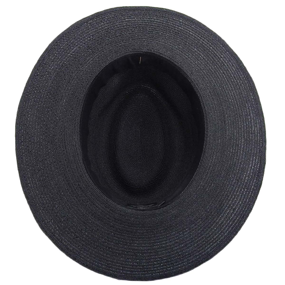 シャネル CHANEL つば広ハット ココマーク リボン 帽子 麻 ブラック L レディース 4549