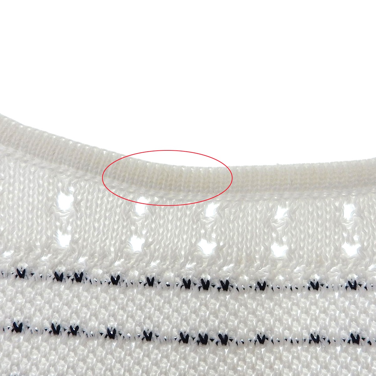 シャネル CHANEL サマーニット ボーダーワンピース フレンチスリーブ ポケット コットン ホワイト サイズ36 レディース P56156K07339 4655