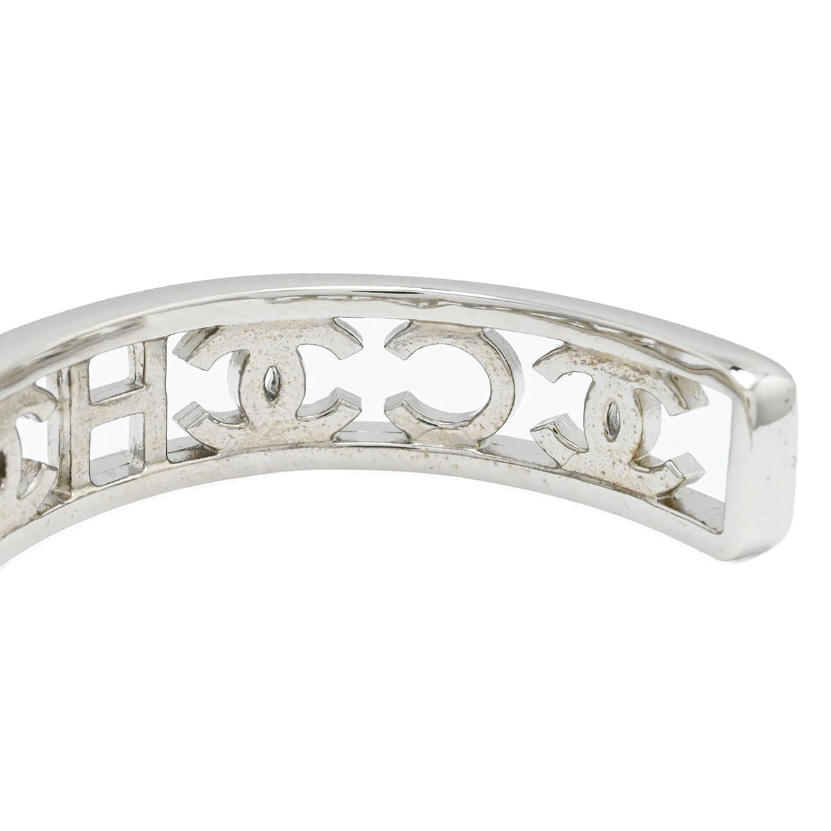 シャネル CHANEL 22A ラインストーン バングル ブレスレット ロゴ×ココ