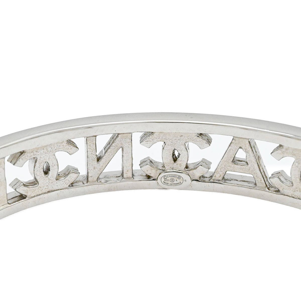 シャネル CHANEL 22A ラインストーン バングル ブレスレット ロゴ×ココ