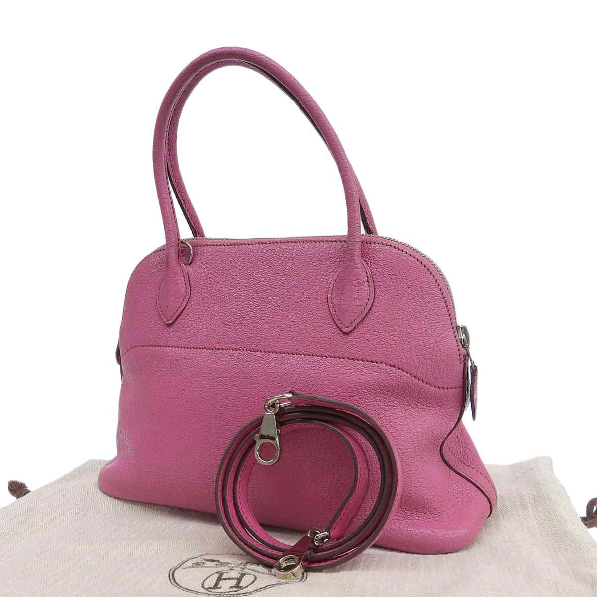 エルメス HERMES ボリード27 ハンドバッグ ショルダーバッグ 2WAY シェーブル ピンク系 レディース □J刻印 8517