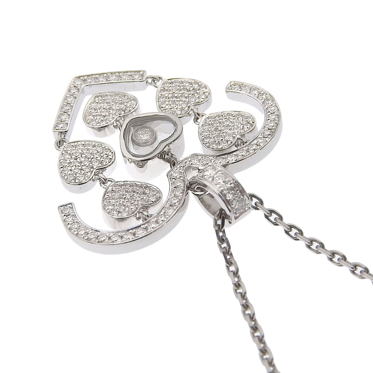 ショパール Chopard ハッピーアモーレ ハート ネックレス 750ＷG ダイヤモンド レディース 8523