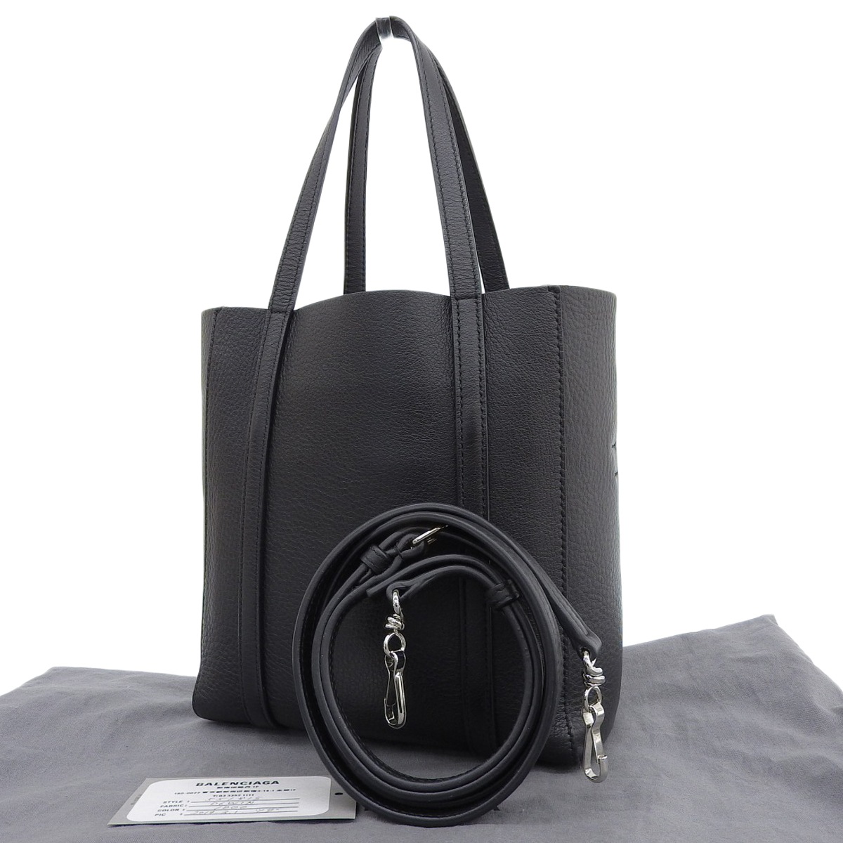 バレンシアガ BALENCIAGA エブリディ トートバッグ ショルダー 2WAY 型押しレザー ブラック レディース 551815 4124