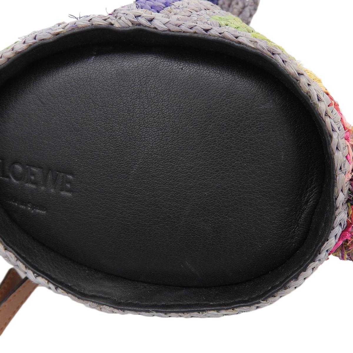 ロエベ LOEWE アニマルライン パウラズバニー レインボー ショルダーバッグ ラフィア×カーフスキン マルチカラー レディース 4353