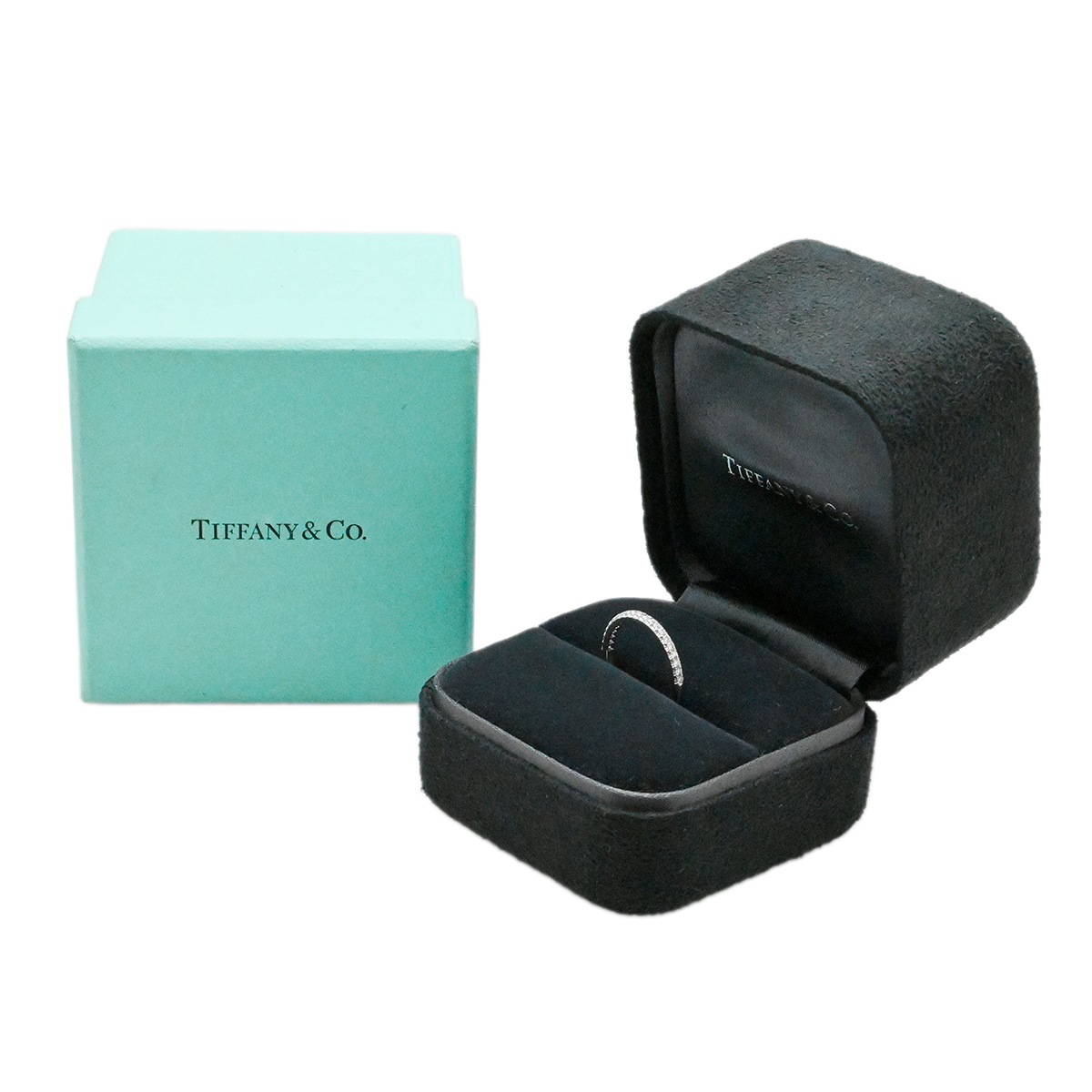 ティファニー TIFFANY & Co. PT950 プラチナ ダイヤモンド ソレスト ハーフダイヤエタニティリング 9号 レディース  3983