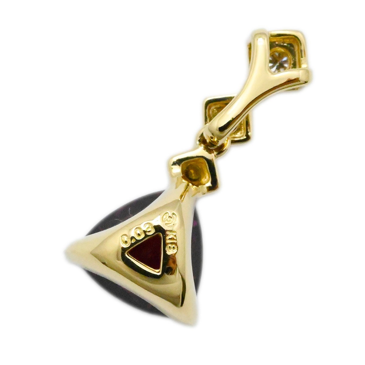 タサキ TASAKI K18YG イエローゴールド ガーネット ダイヤ0.03ct ペンダントトップ レディース  3747
