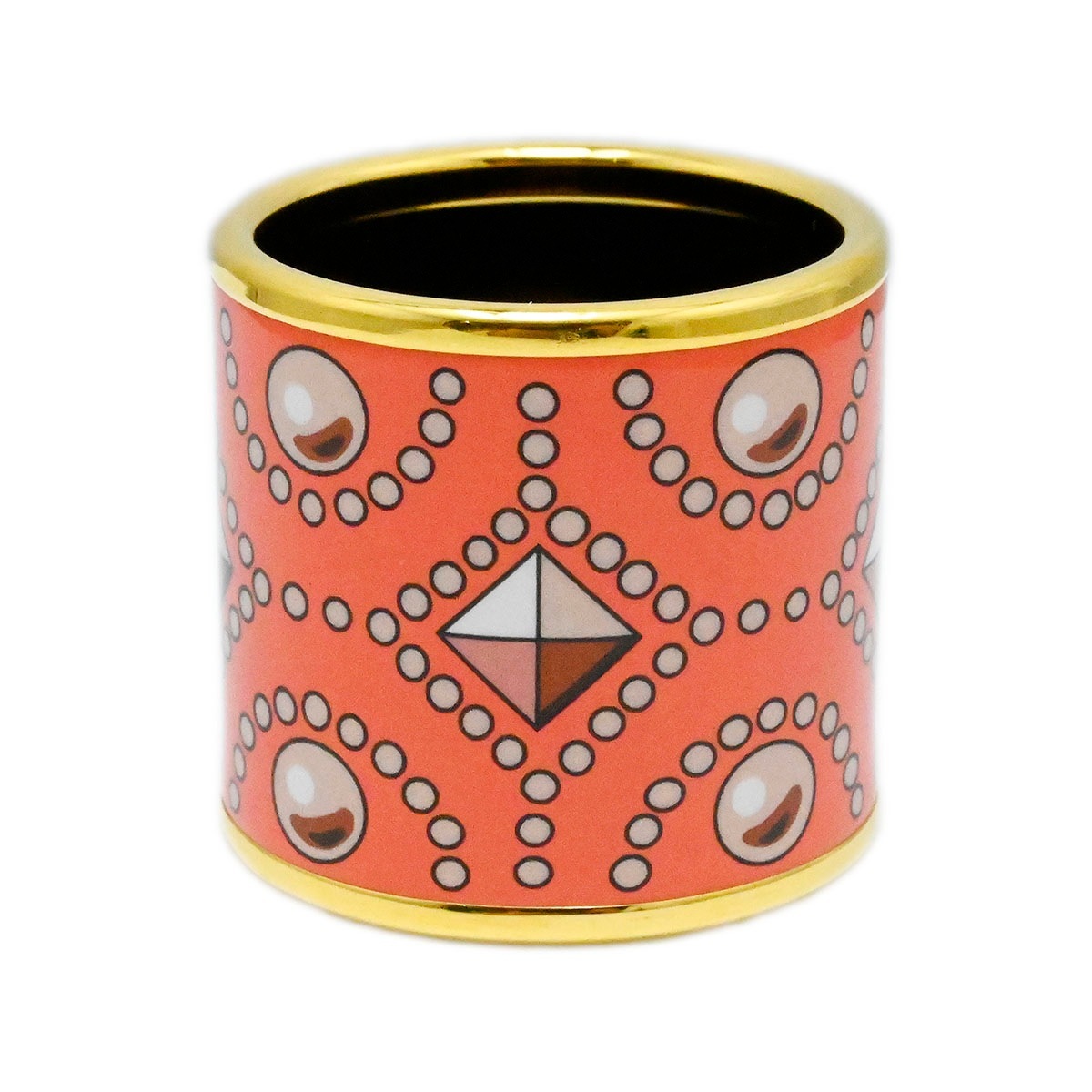 エルメス HERMES スカーフリング コリエドシアン COLLIRRS DE CHIENS ピンク メタル エナメル  3748