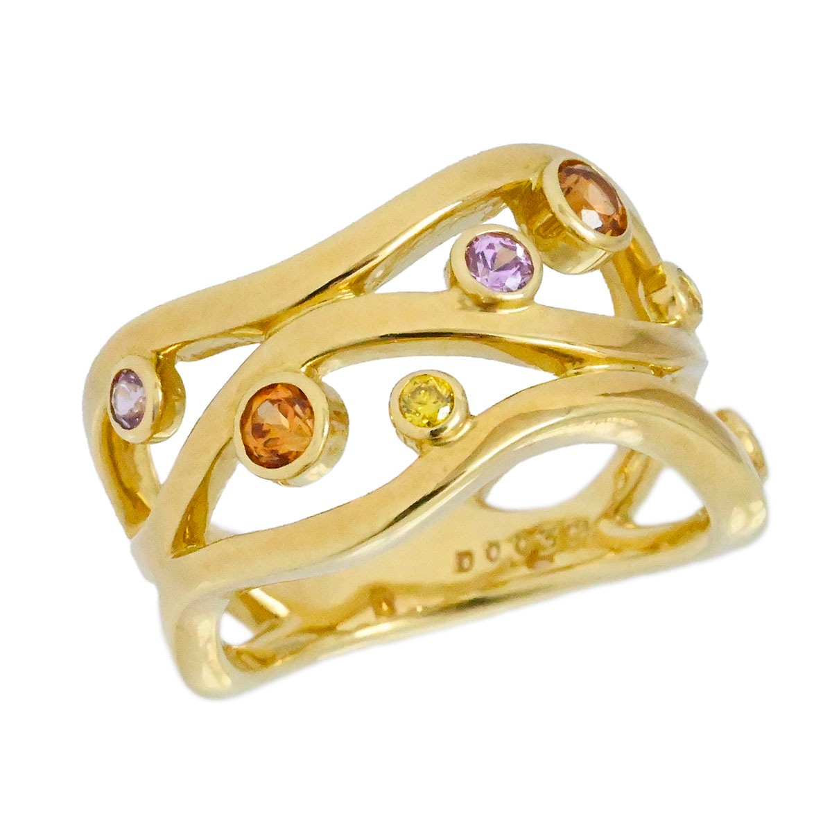 ミキモト MIKIMOTO K18YG イエローゴールド マルチカラーストン イエローダイヤ 0.03ct ピンクサファイア シトリン リング 7.5号  3932