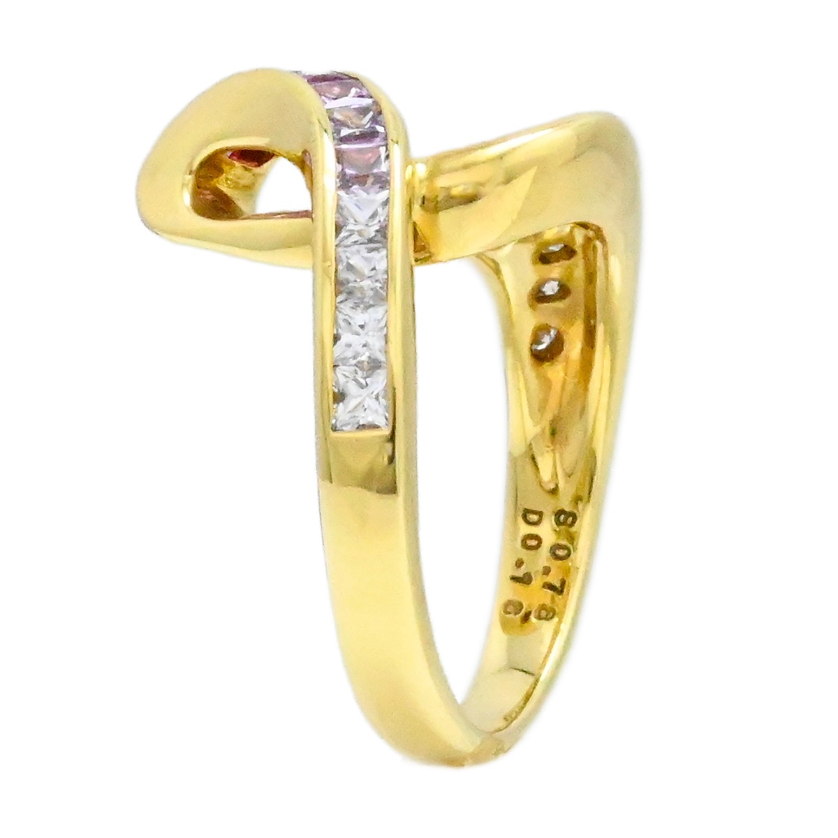 ジュネ Jeunet  K18YG イエローゴールド ピンクサファイア0.78ct ダイヤ0.16ct リング 12号 レディース  3985