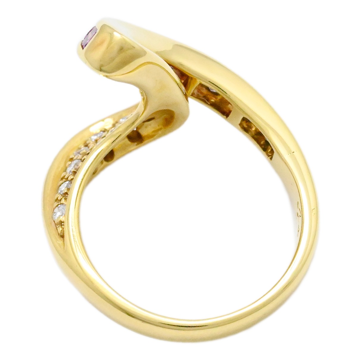 ジュネ Jeunet  K18YG イエローゴールド ピンクサファイア0.78ct ダイヤ0.16ct リング 12号 レディース  3985