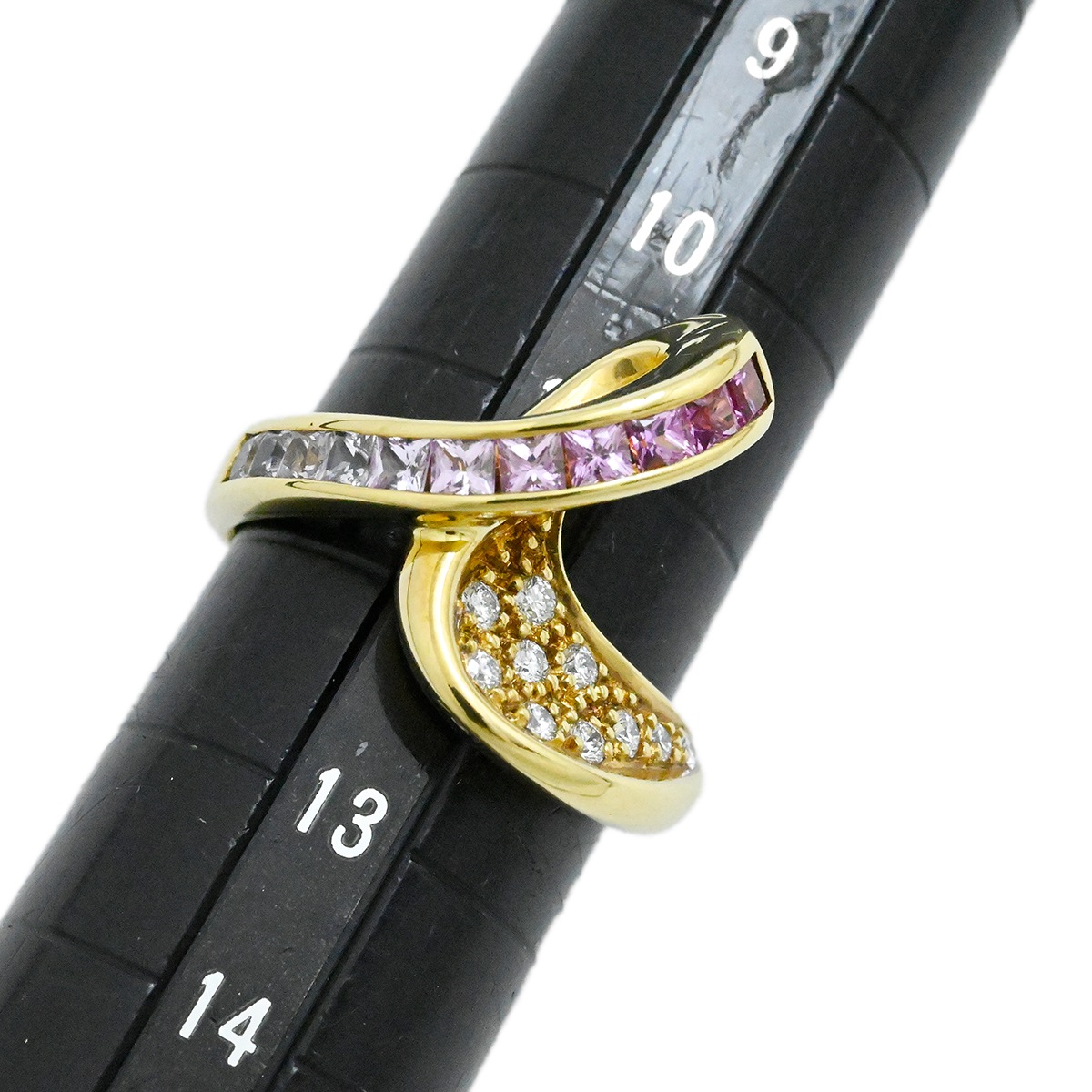 ジュネ Jeunet  K18YG イエローゴールド ピンクサファイア0.78ct ダイヤ0.16ct リング 12号 レディース  3985