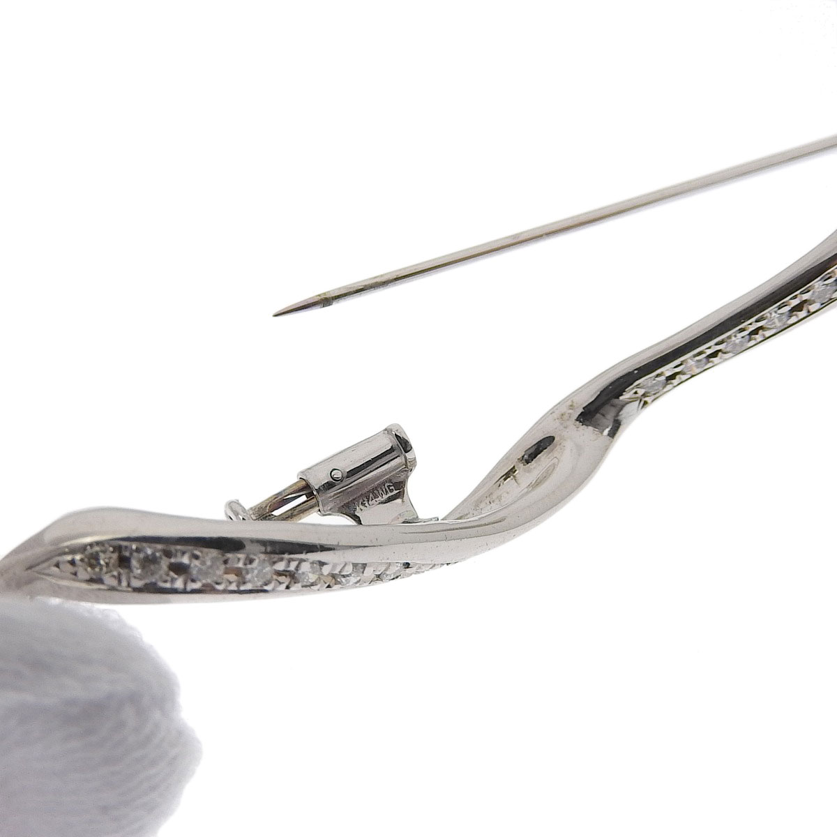 K18ＷG K14WG ホワイトゴールド ダイヤモンド 0.51ct ブローチ レディース 8253