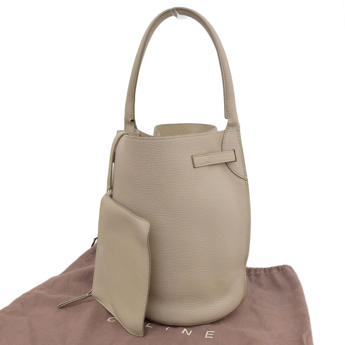 セリーヌ CELINE ビッグバッグバケット ハンドバッグ 型押しレザー ライトトープ レディース 8678