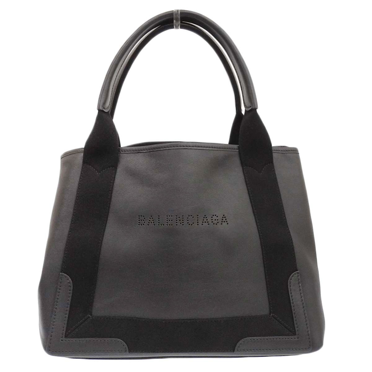 バレンシアガ BALENCIAGA ネイビーカバS トートバッグ ハンドバッグ パンチングロゴ レザー ブラック レディース 339933 4273