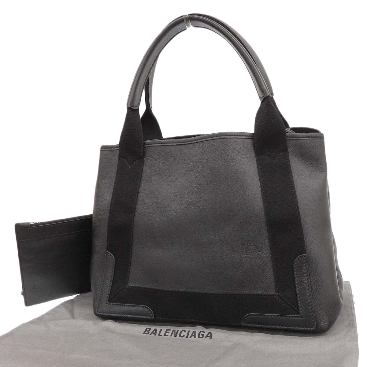 バレンシアガ BALENCIAGA ネイビーカバS トートバッグ ハンドバッグ パンチングロゴ レザー ブラック レディース 339933 4273