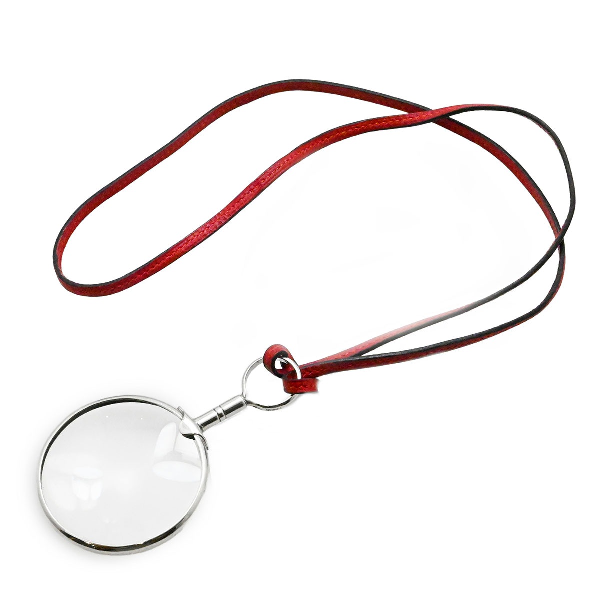 エルメス HERMES SV925 シルバー レザー ルーペ ネックレス 赤 レッド  3749