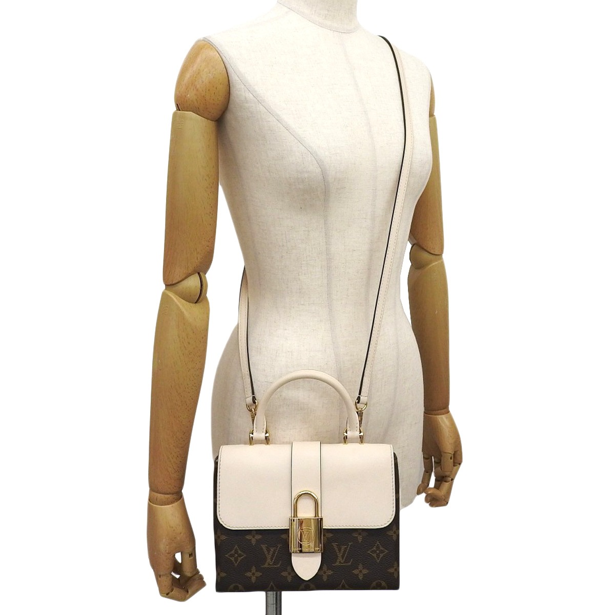 ルイヴィトン LOUIS VUITTON モノグラム ロッキーBB 2WAY ハンド ショルダー クロスボディ 斜め掛け 白 茶 ゴールド金具 レディース M44653 4660