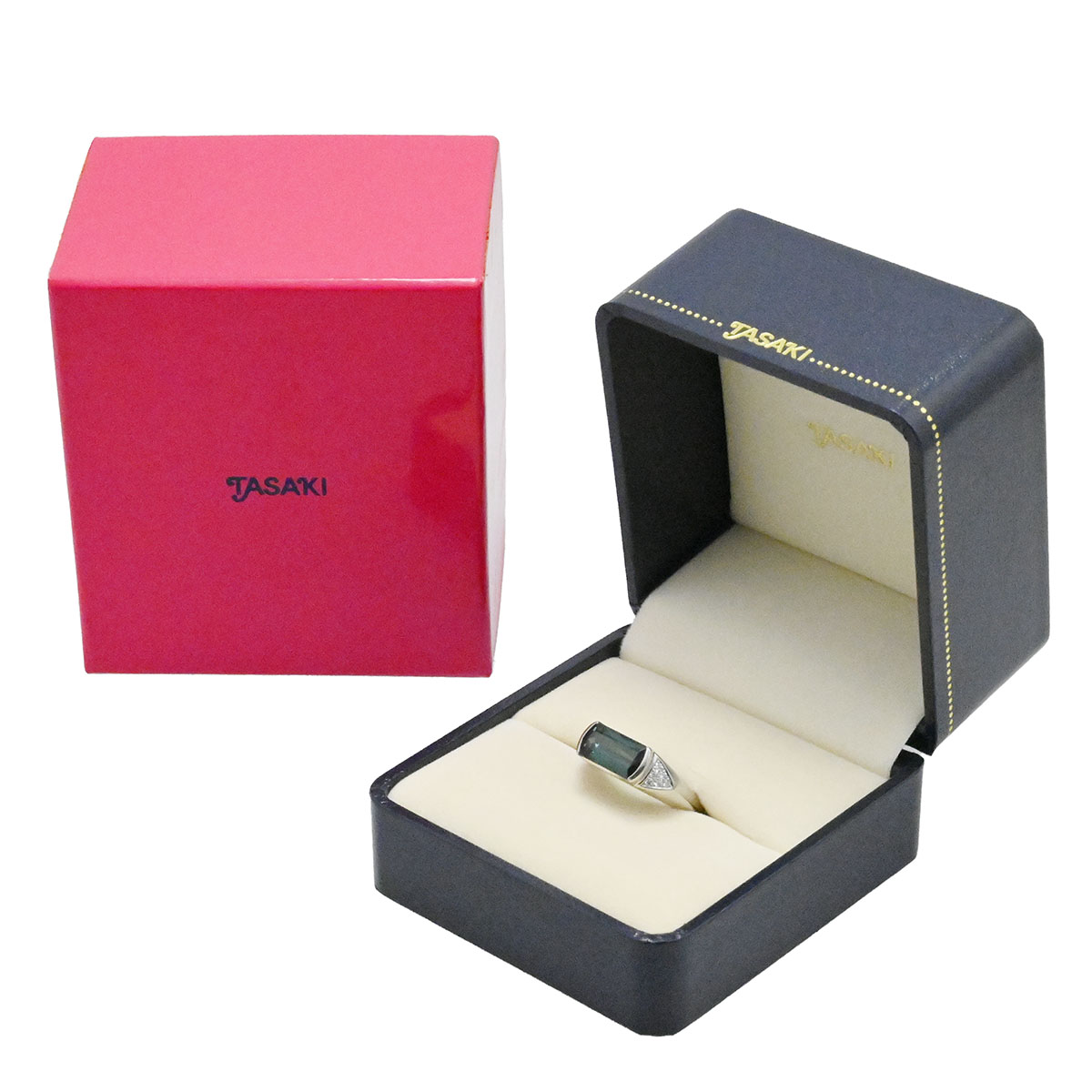 タサキ TASAKI Pt900 トルマリン2.58ct ダイヤ0.08ct プラチナ リング サイズ15号 レディース  3933