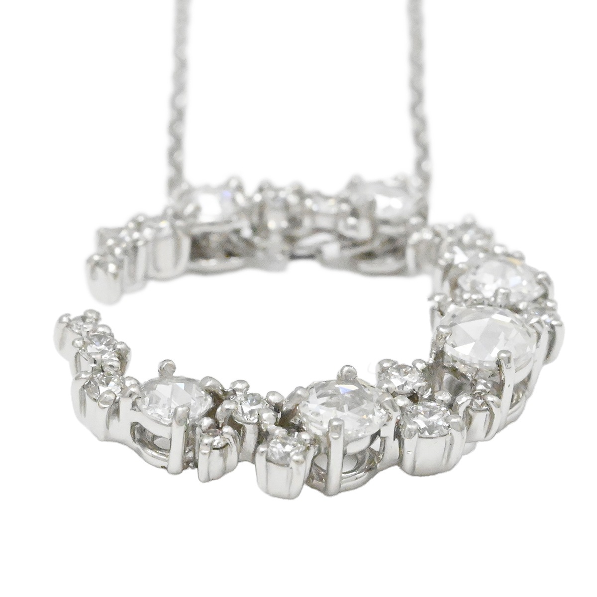 セイレーンアズール Sirena Azzurro Pt900/850 ダイヤ0.52ct 0.02ct ムーンネックレス レディース  3980