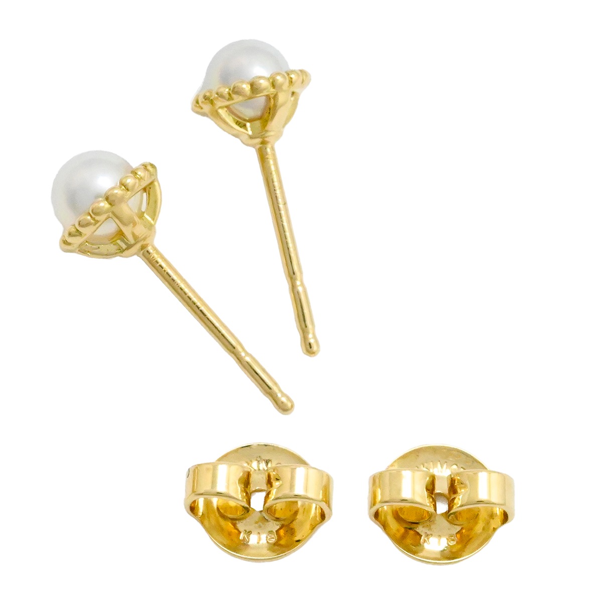 ミキモト MIKIMOTO K18YG イエローゴールド ベビーパール ピアス レディース  3981