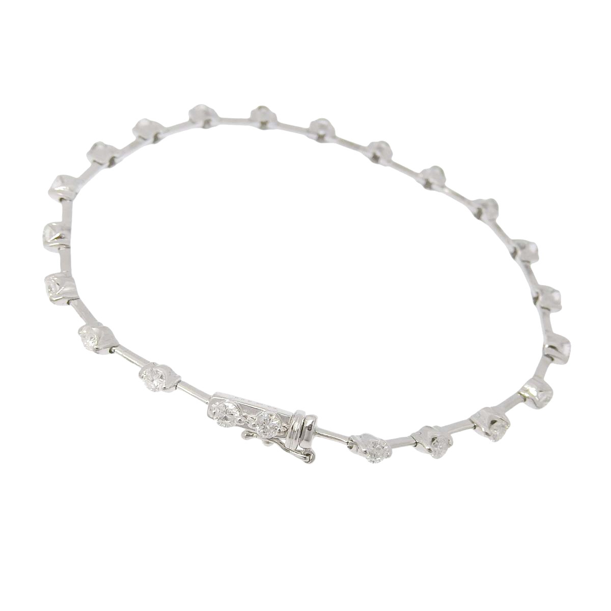 K18WG ホワイトゴールド ダイヤモンド 2.00ct 20連+2粒 ブレスレット レディース 4787