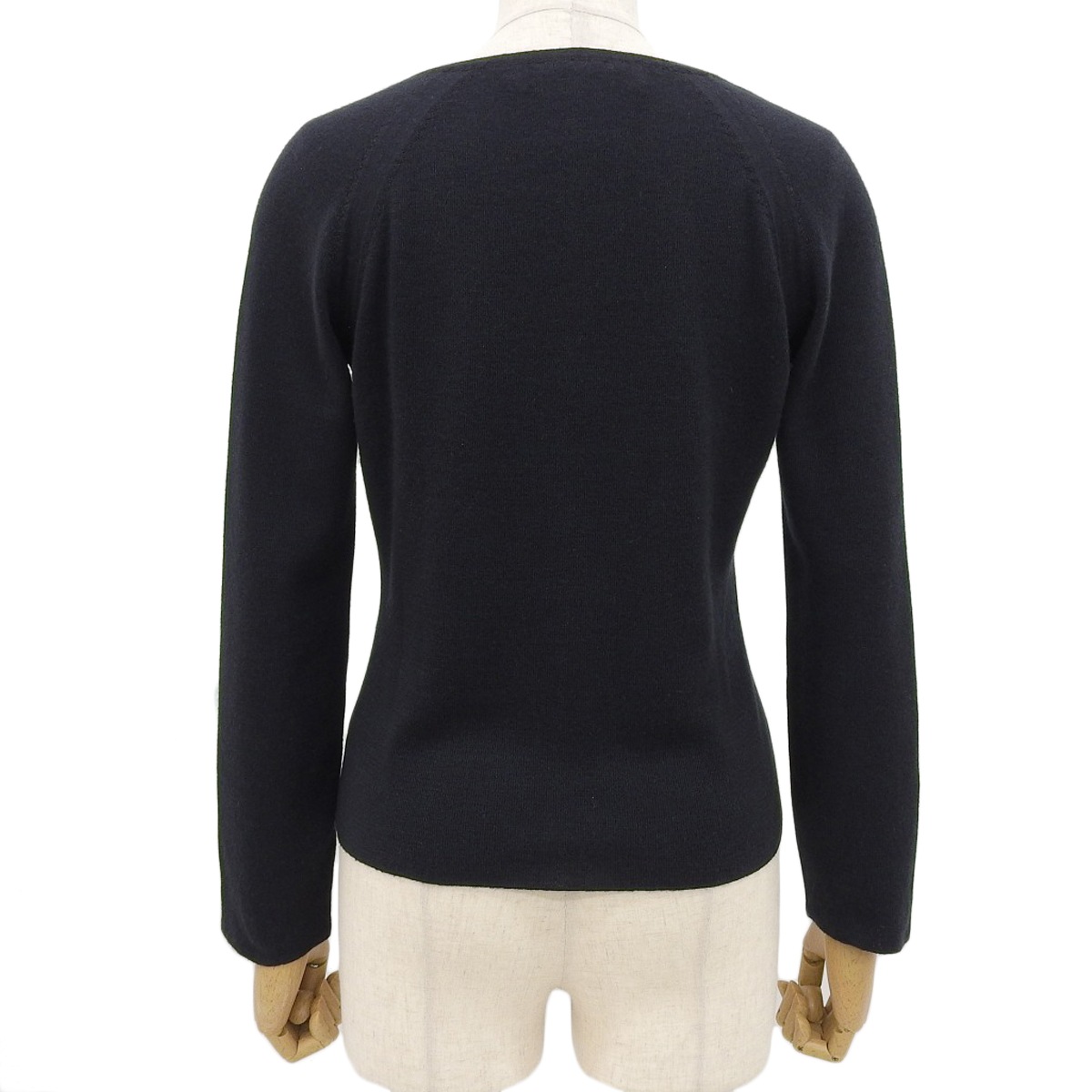 シャネル CHANEL カーディガン カシミヤ×シルク ブラック 38 レディース 4242